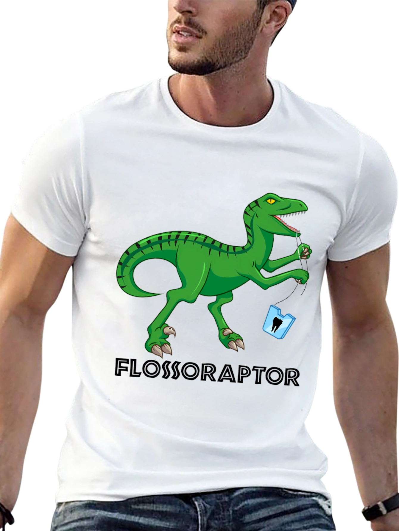 Black Flossoraptor T-Shirt: Dental Humor Tee view 13
