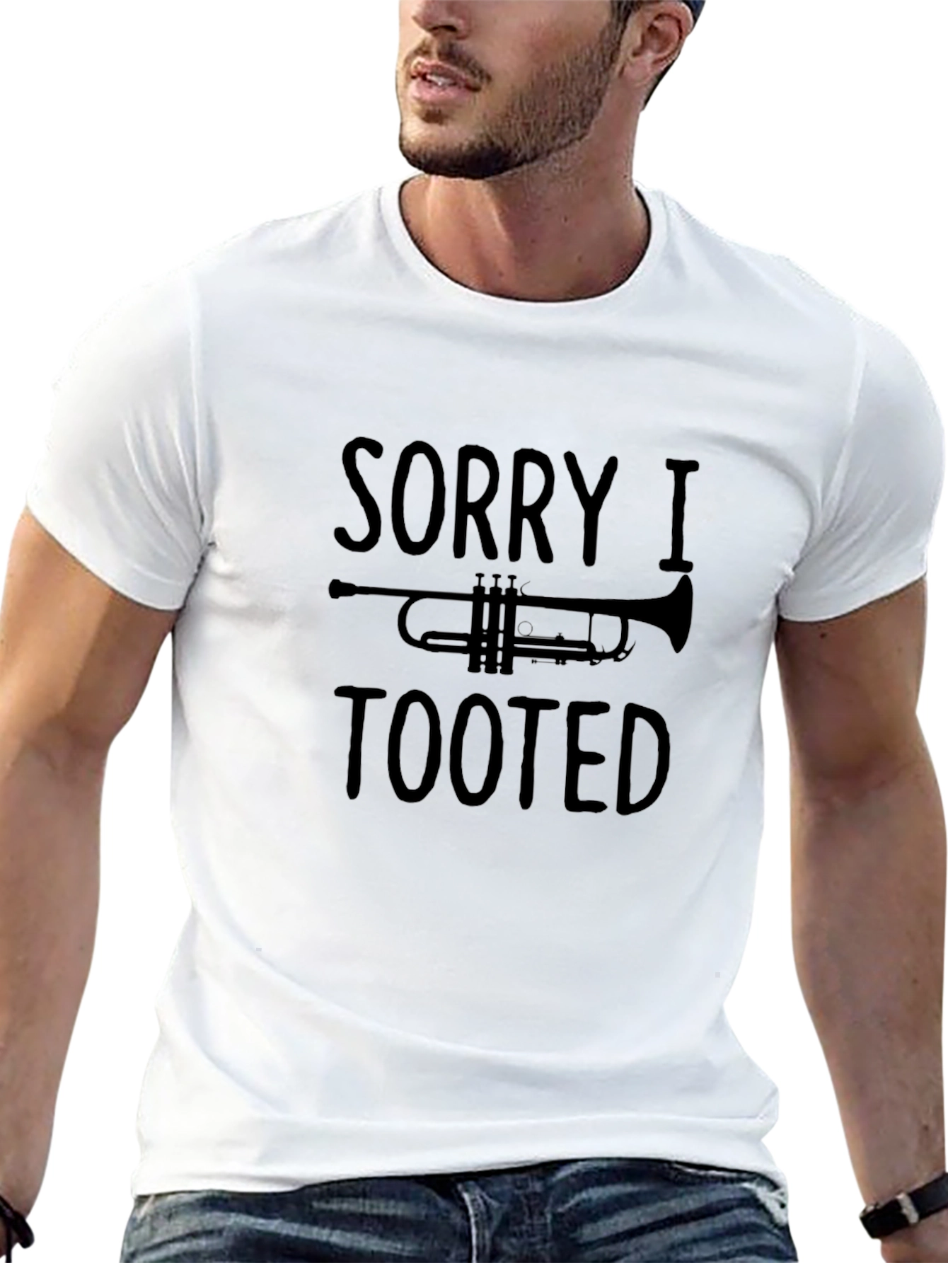 Black Sorry I Tooted Trumpet Graphic Tee view 13