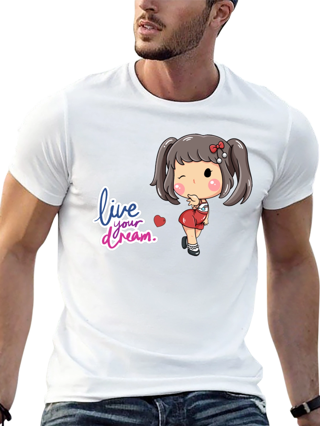 Black Live Your Dream Black Graphic Tee - Cute Girl Design view 13