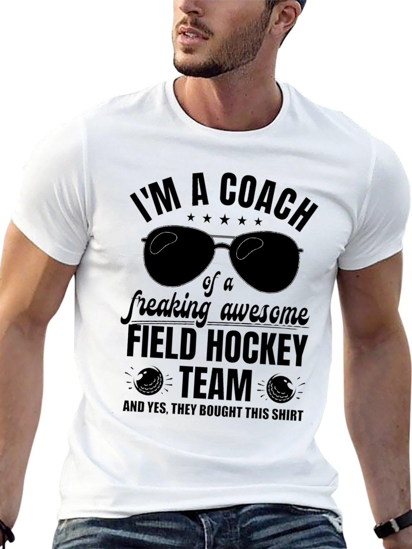 Black Field Hockey Coach T-Shirt: Awesome Team Tee view 13