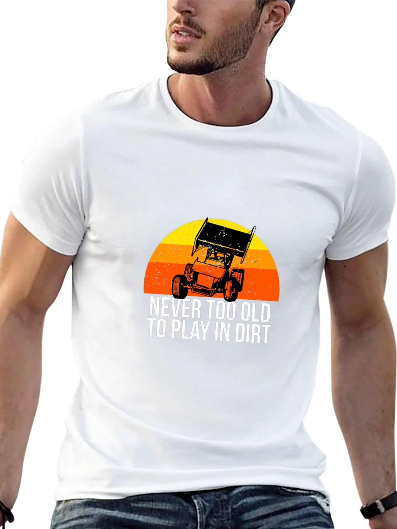 Black Dirt Track Racing T-Shirt - Never Too Old view 13