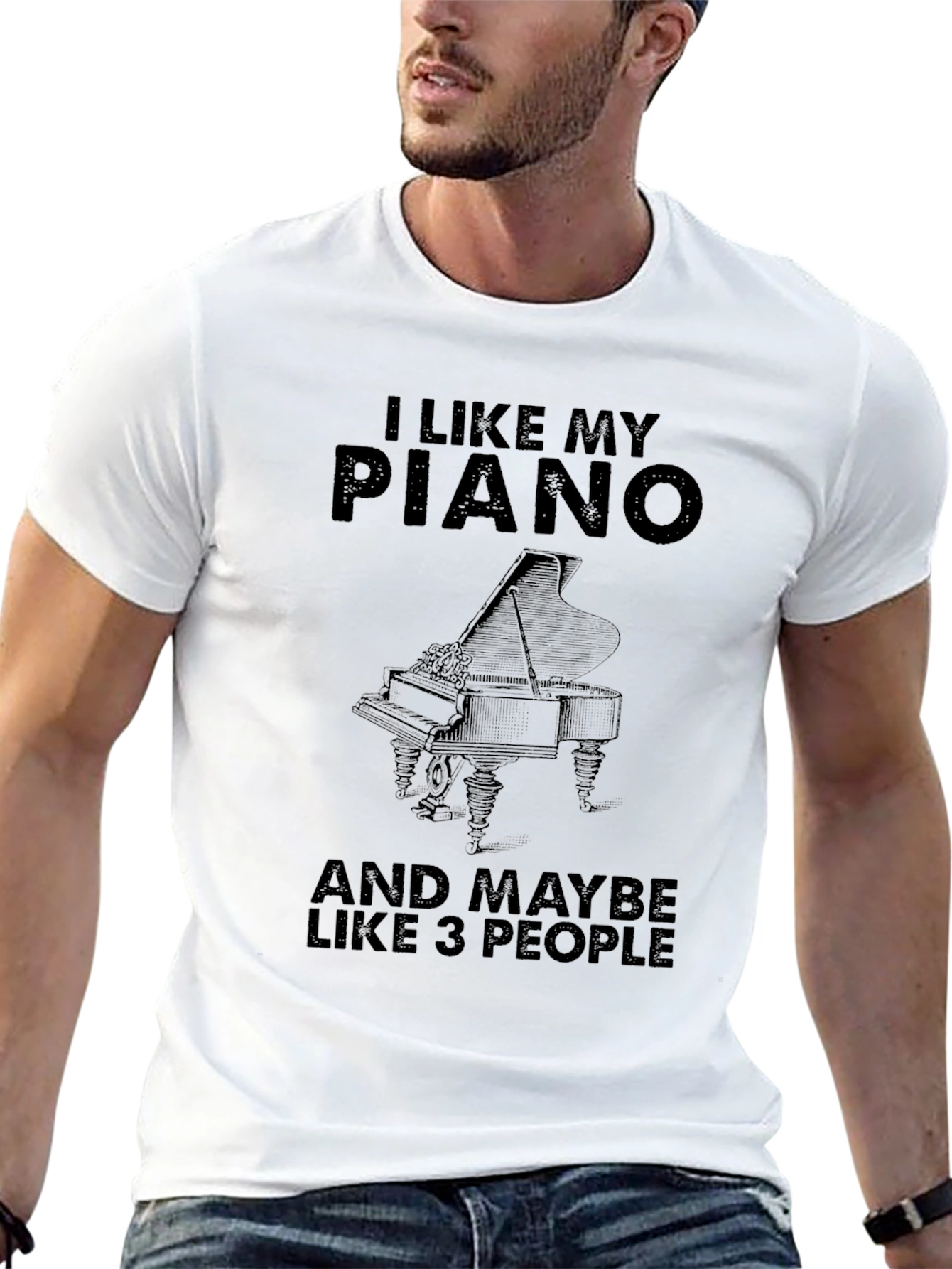 Black I Like My Piano T-Shirt - Musician Humor Tee view 13