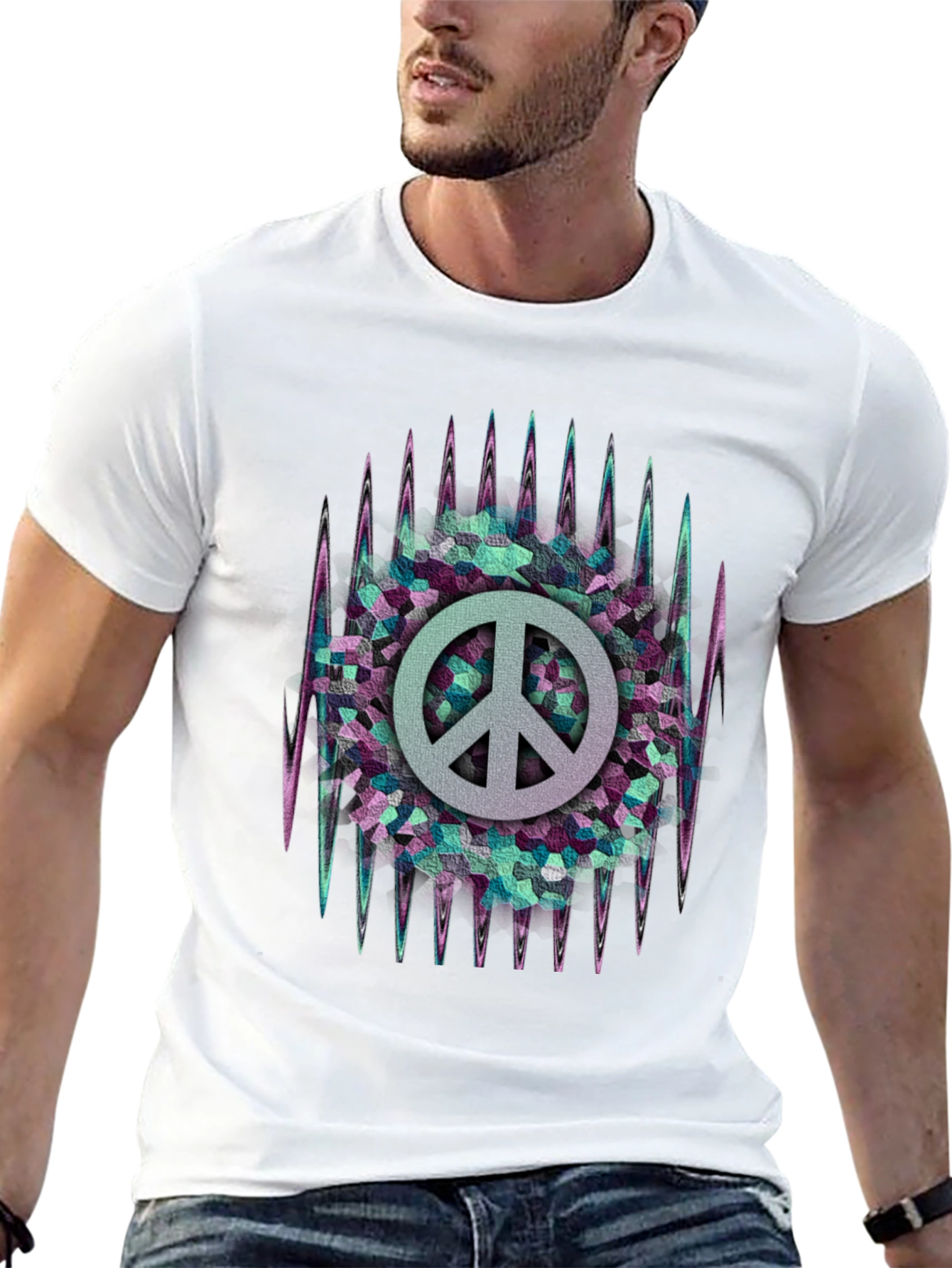 Black Peace Sign Graphic Tee - Retro Style view 13