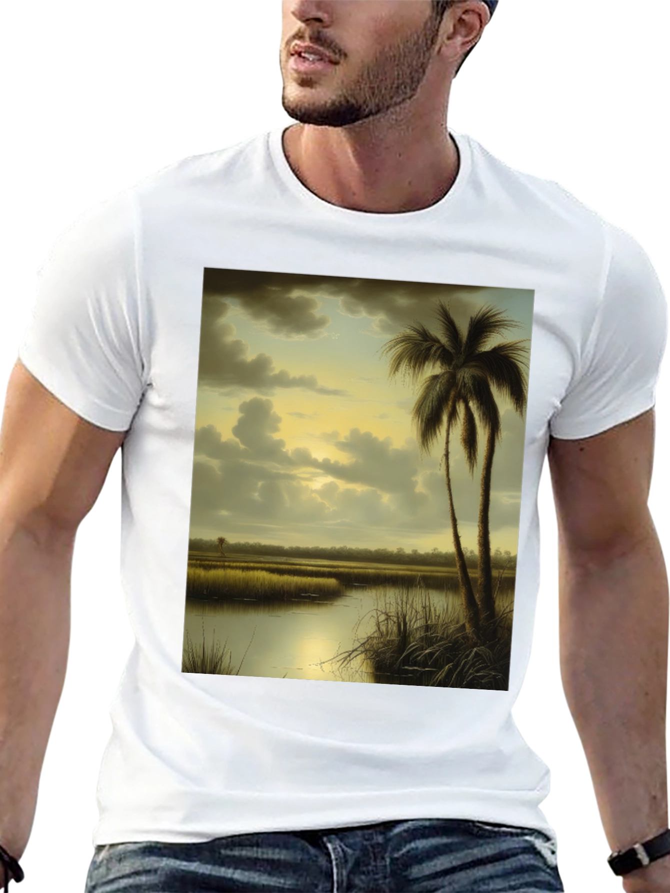 Black Tropical Marshland T-Shirt view 13