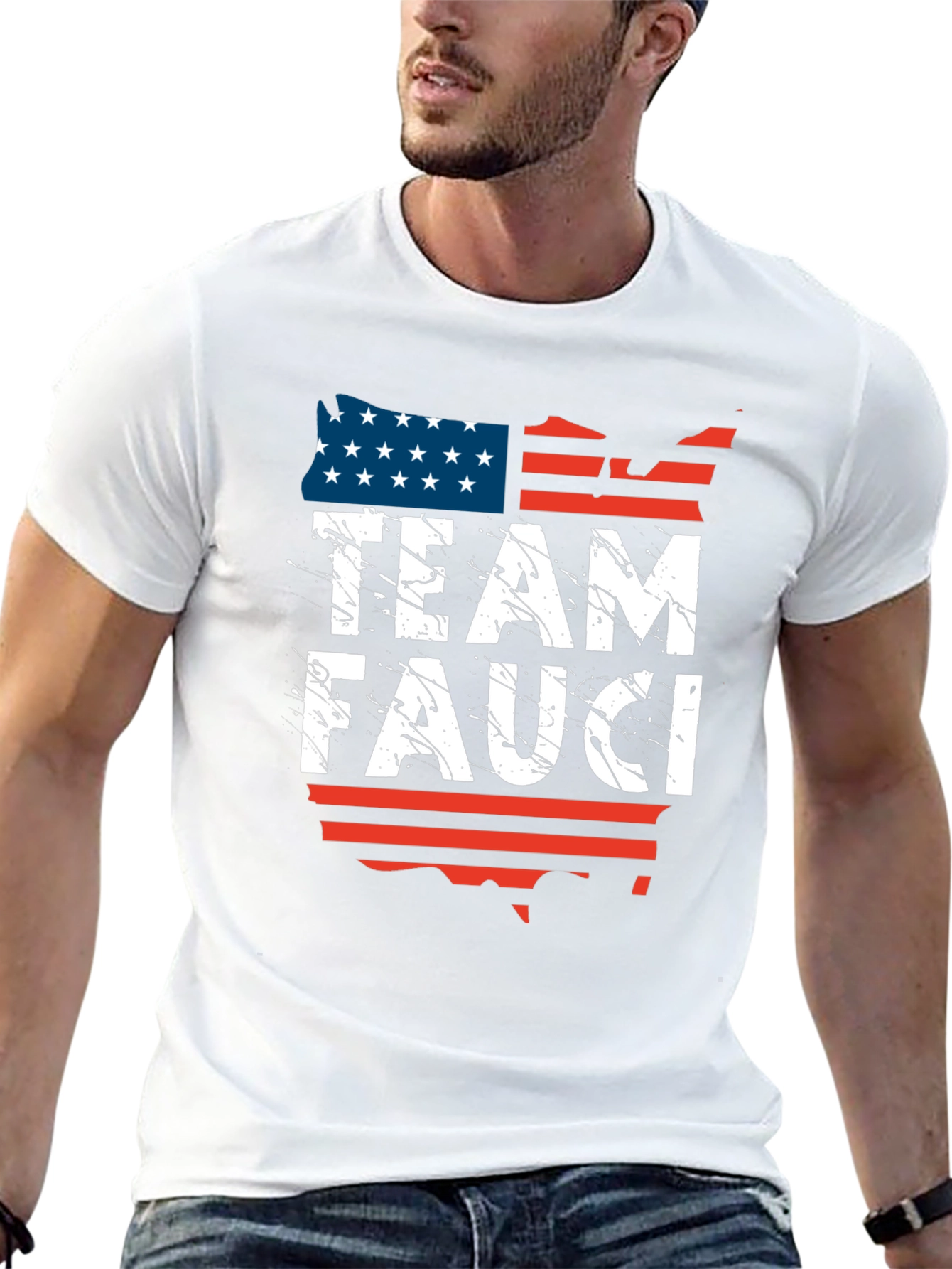 Black Team Fauci USA Flag Graphic T-Shirt view 13