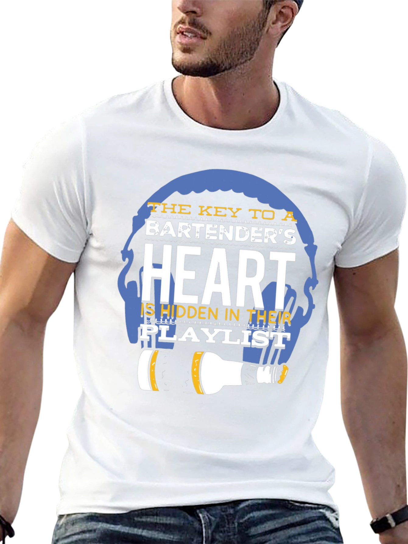 Black Bartender's Heart Playlist T-Shirt - Music Lover Tee view 13
