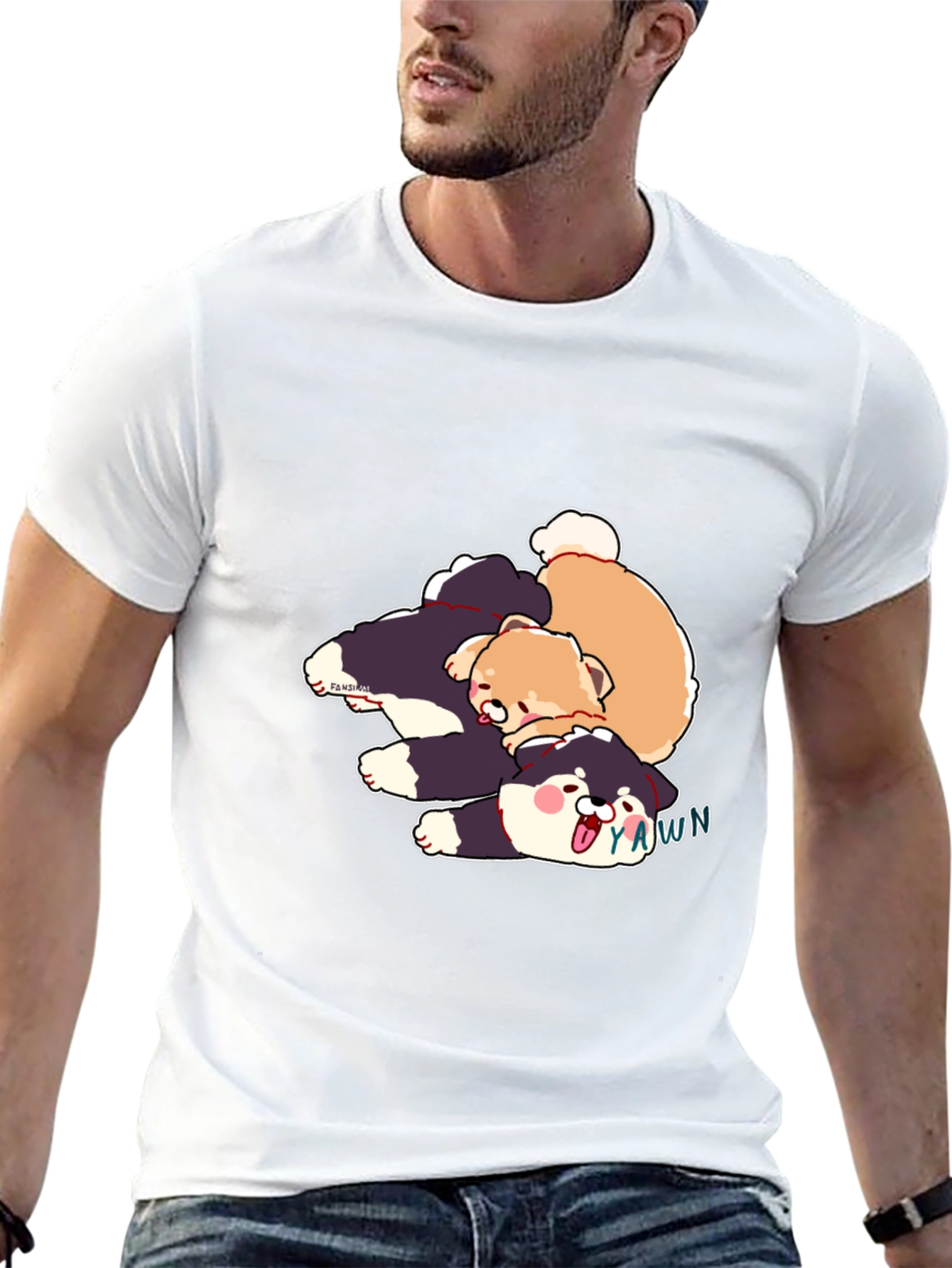 Black Cartoon Dog Pile Black T-Shirt view 13