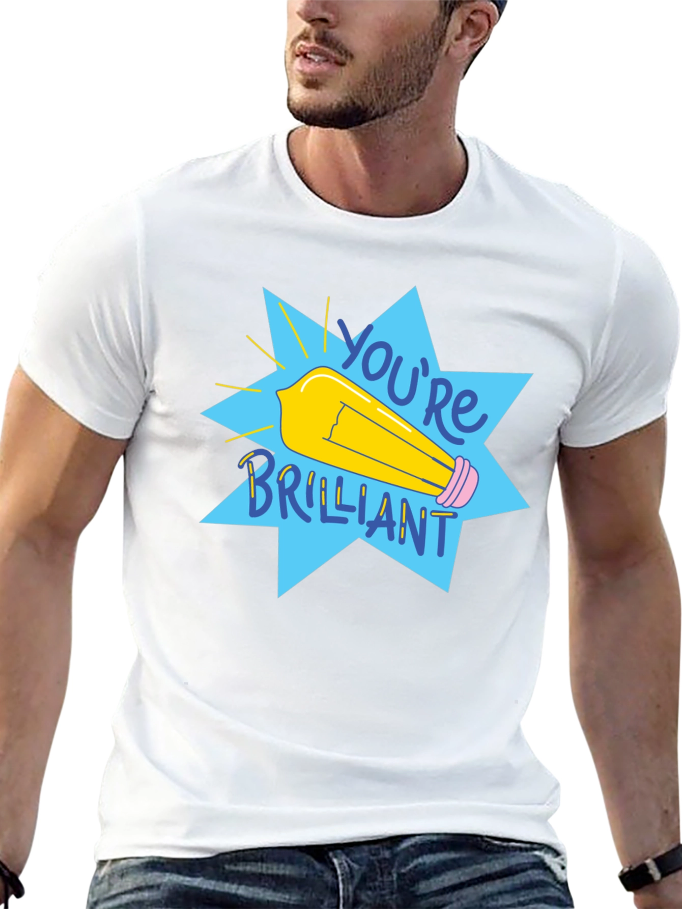Black You're Brilliant Graphic Tee - Black Cotton T-Shirt view 13