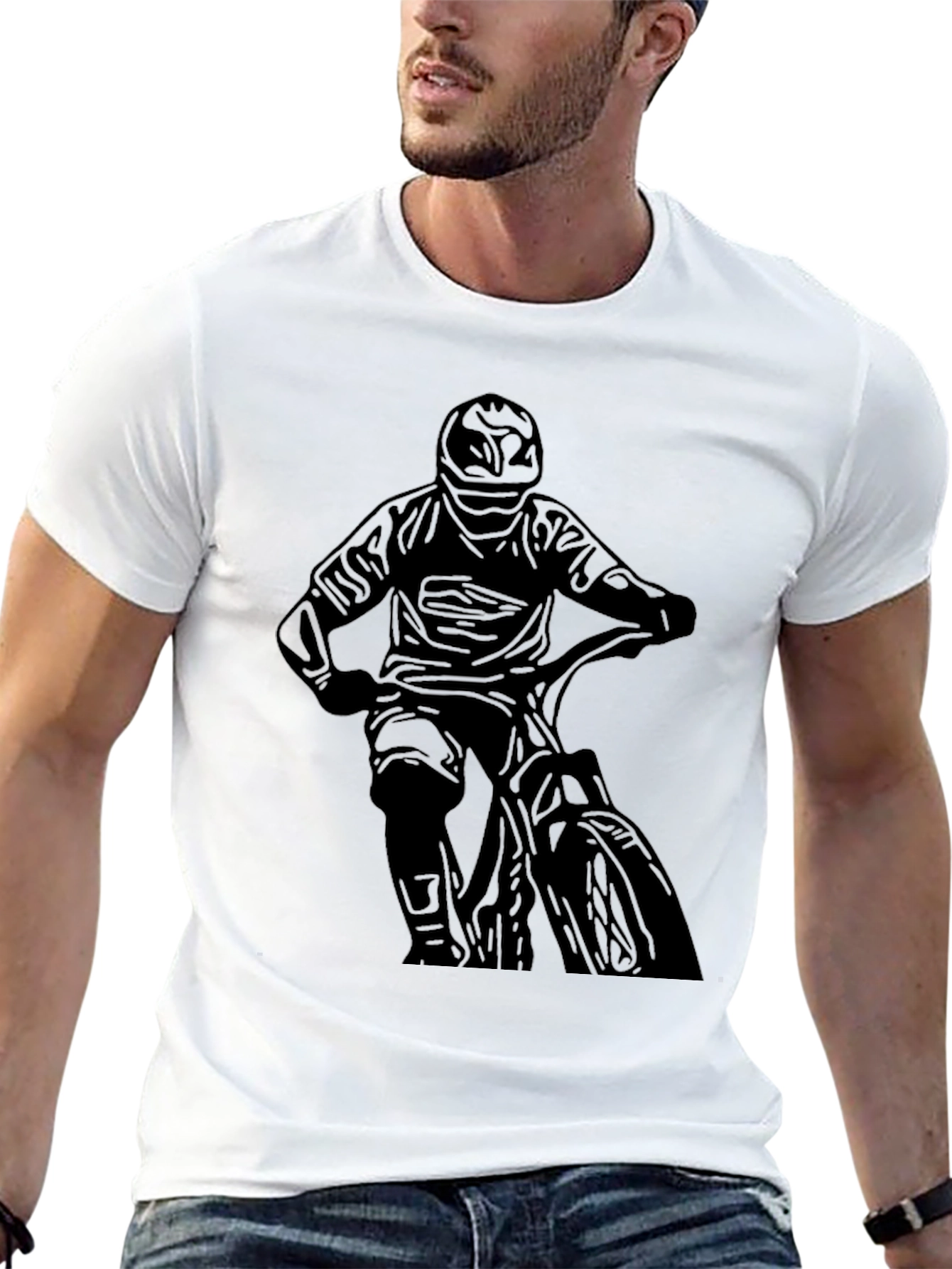 Black Men's Black Biker Graphic Tee view 13