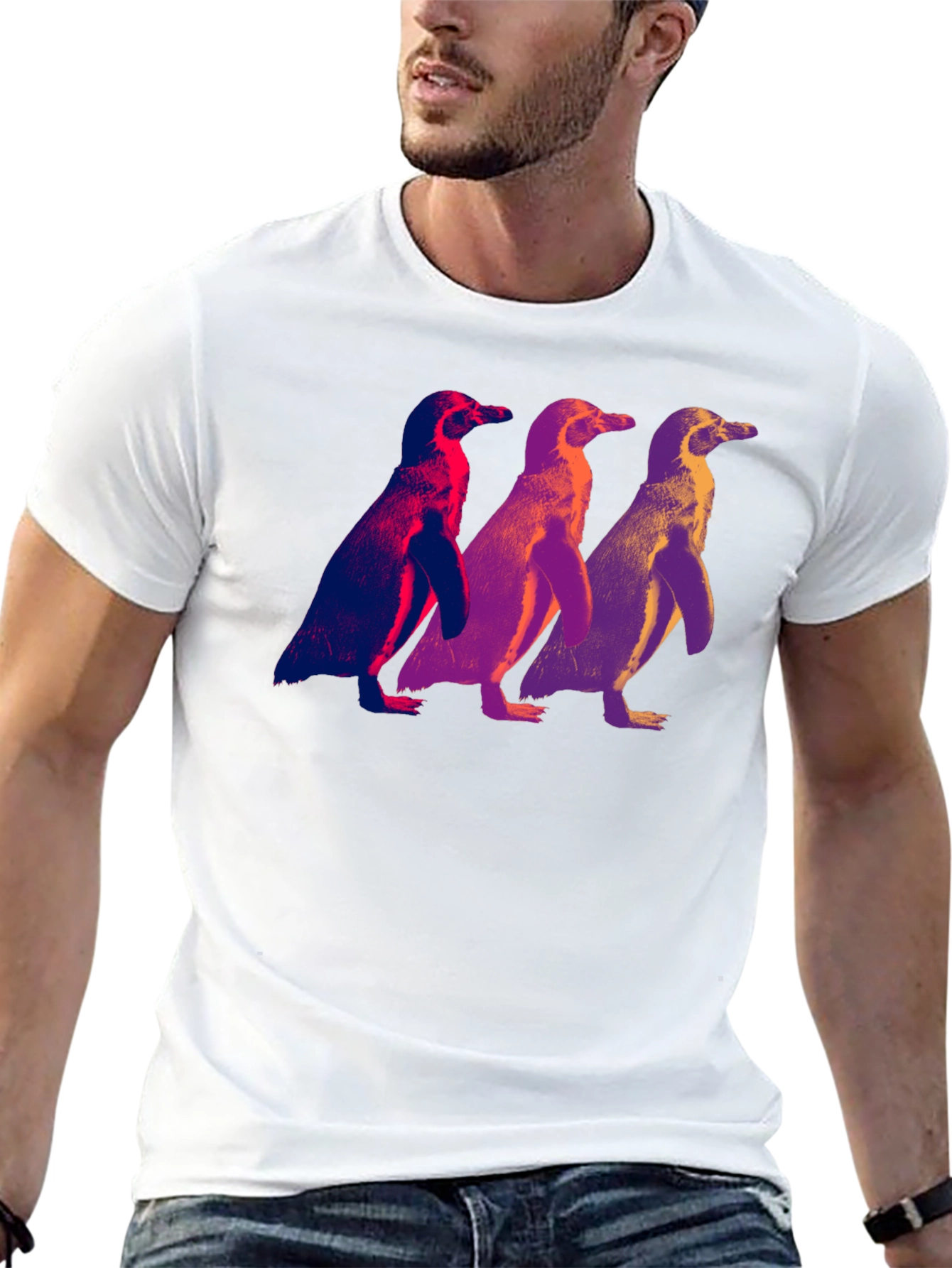 Black Cool Penguin Trio Graphic Tee view 13