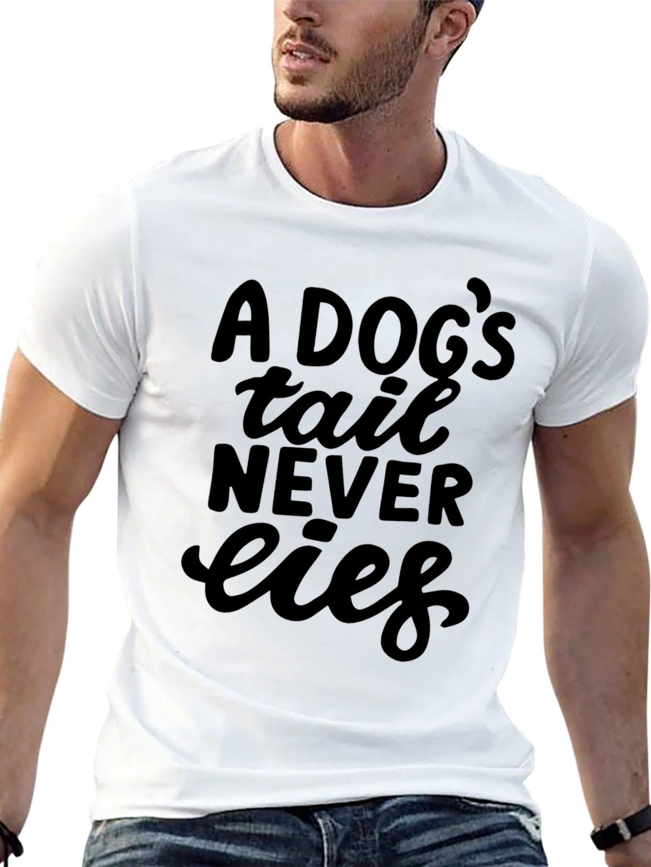 Black A Dog's Tail Never Lies Graphic Tee view 13