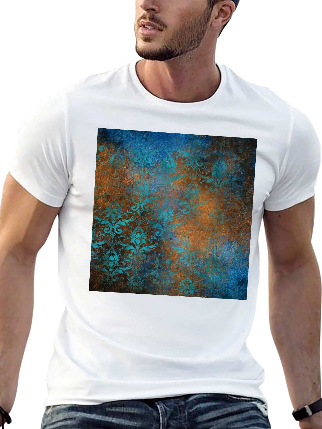 Black Vintage Patterned Graphic Tee - Modern Style view 13