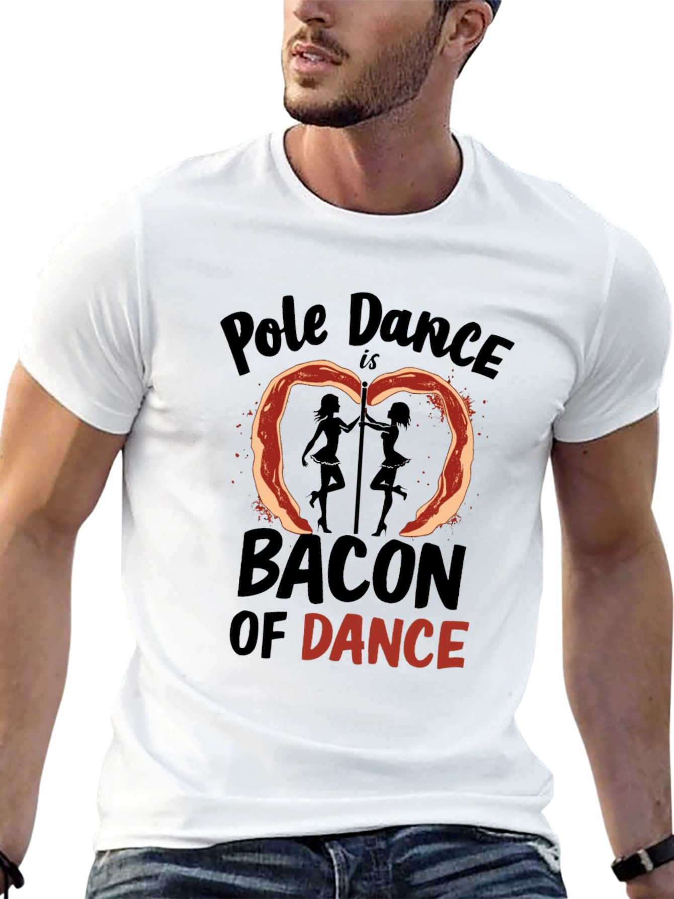 Black Pole Dance Bacon Funny T-Shirt view 13
