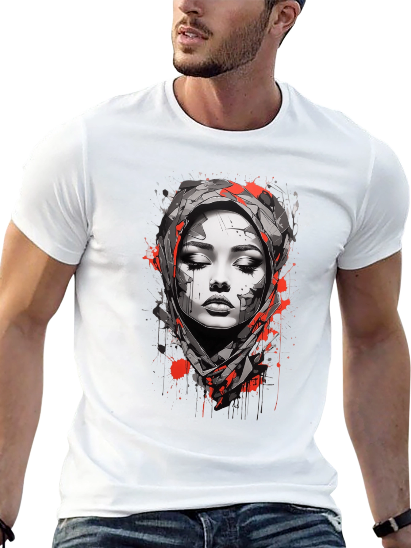Black Abstract Woman Graphic Tee - Stylish Unisex T-Shirt view 13