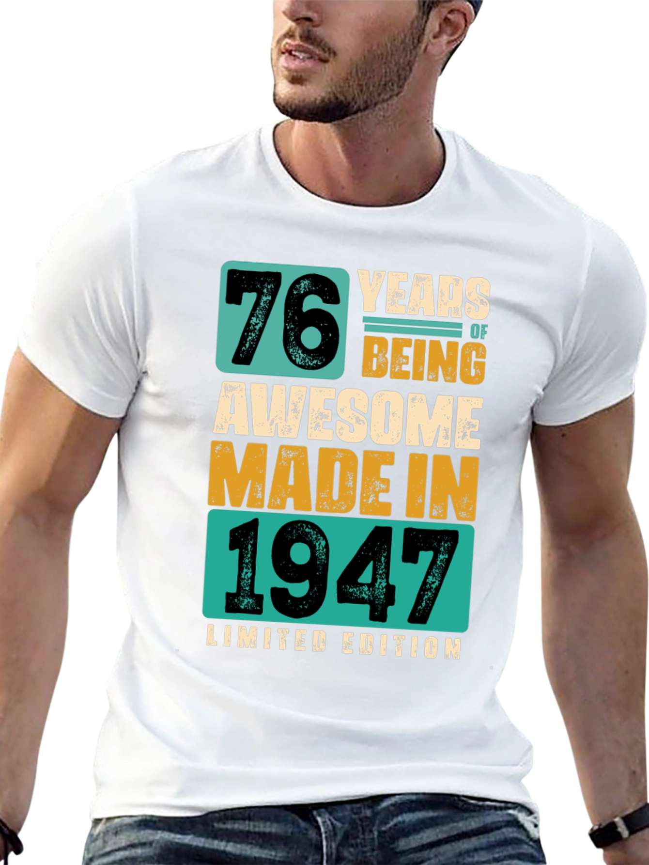 Black 76 Years Awesome T-Shirt Made in 1947 Limited Edition view 13