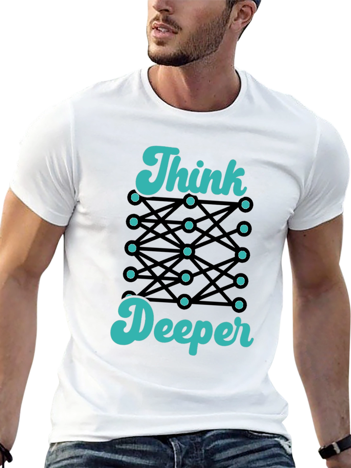 Black Think Deeper Graphic Tee - Black Cotton T-Shirt view 13