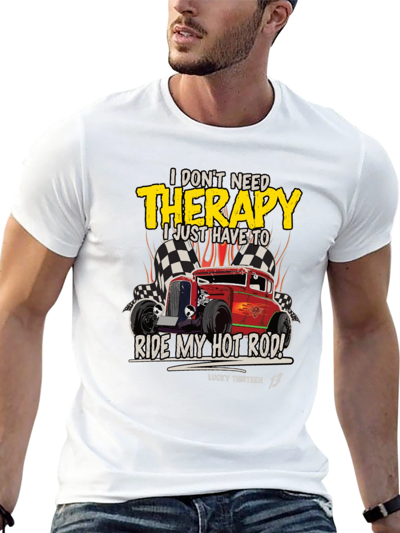 Black Hot Rod Therapy T-Shirt - Lucky Thirteen 13 view 13