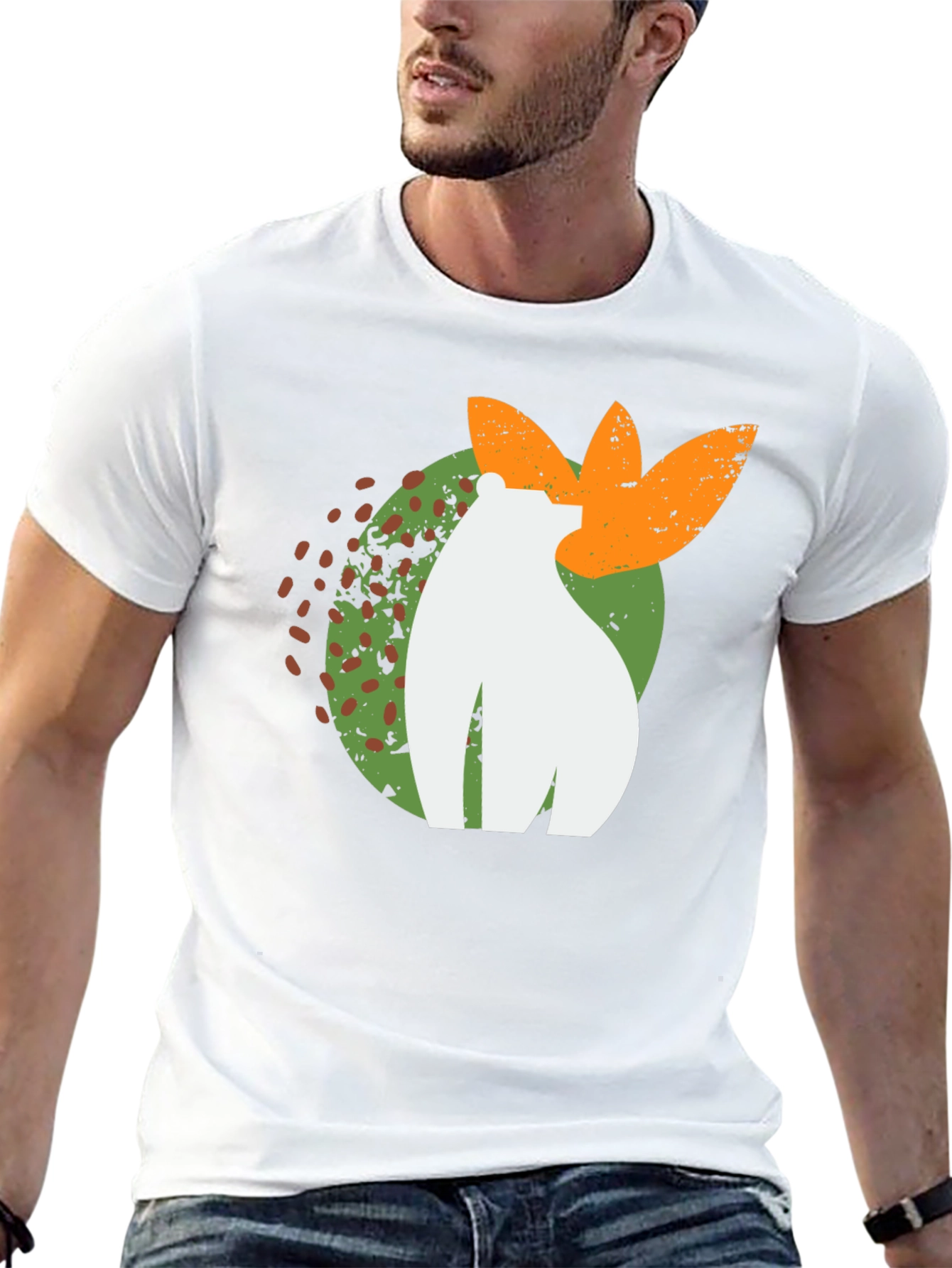 Black Abstract Bear Graphic Tee - Black Cotton Blend view 13