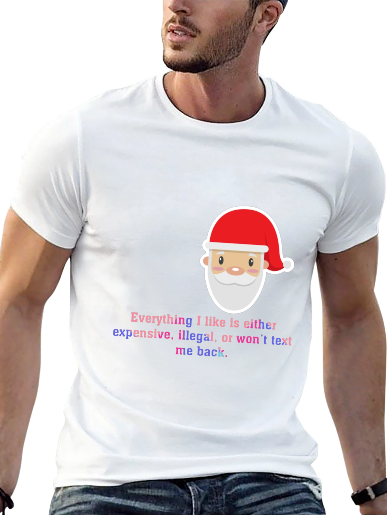 Black Funny Santa Everything I Like Men's Black T-Shirt view 13