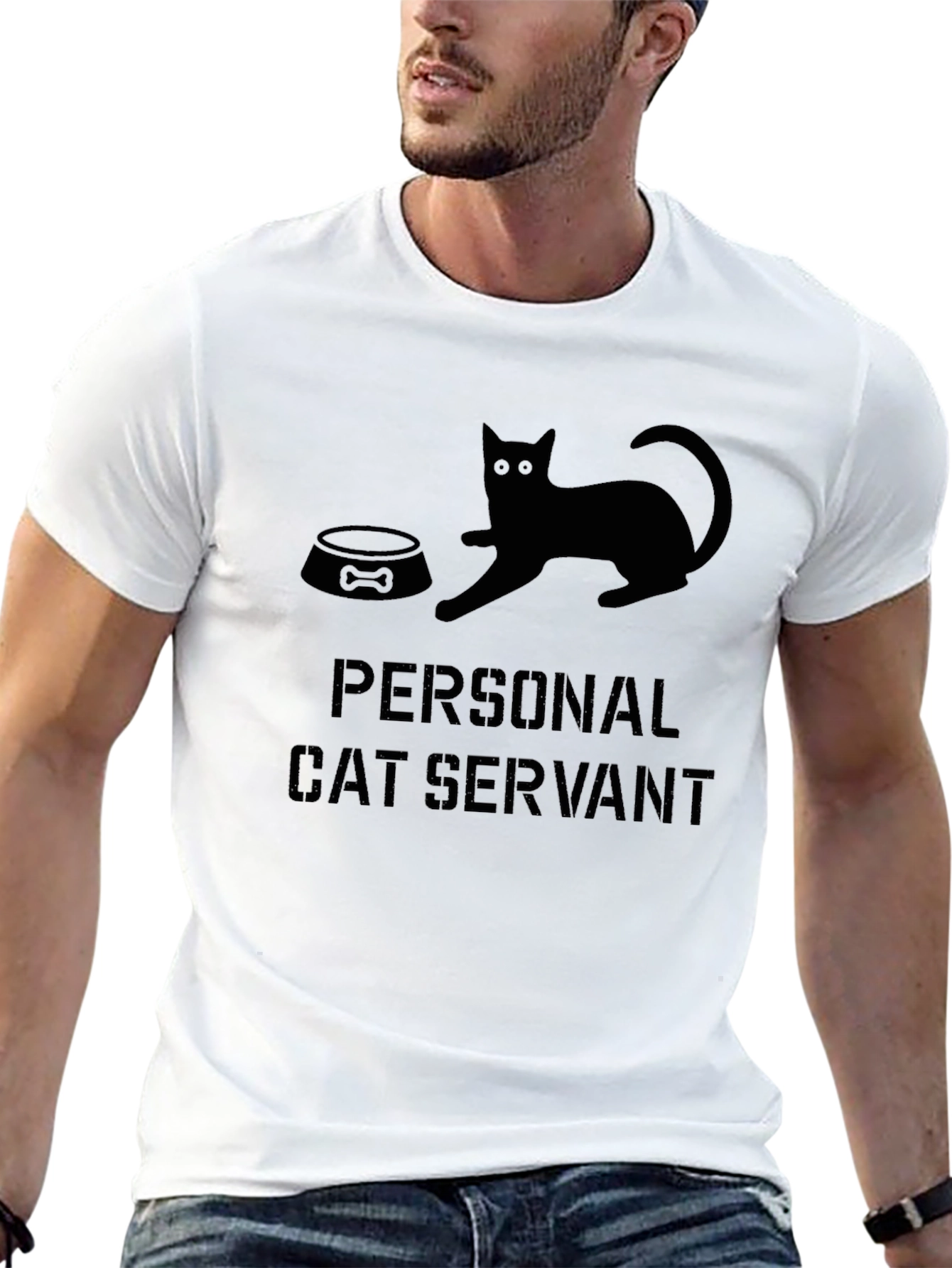 Black Personal Cat Servant Graphic T-Shirt view 13