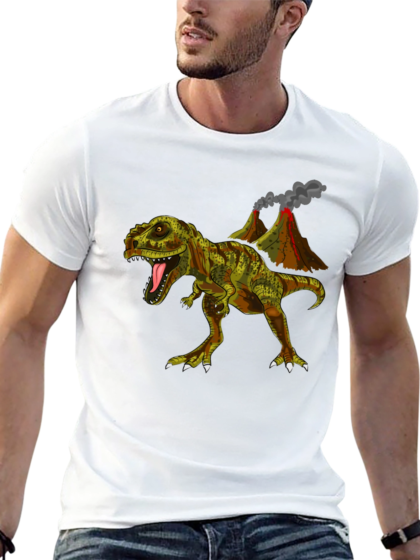 Black Dino Volcano T-Shirt - Jurassic Cool view 13