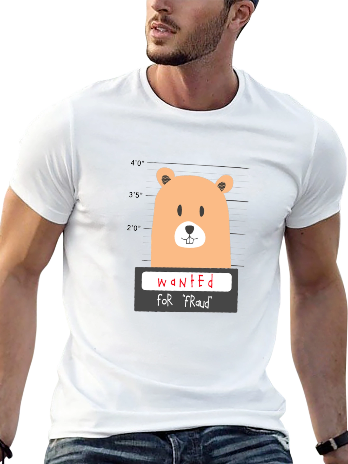 Black Funny Wanted Bear Graphic T-Shirt view 13