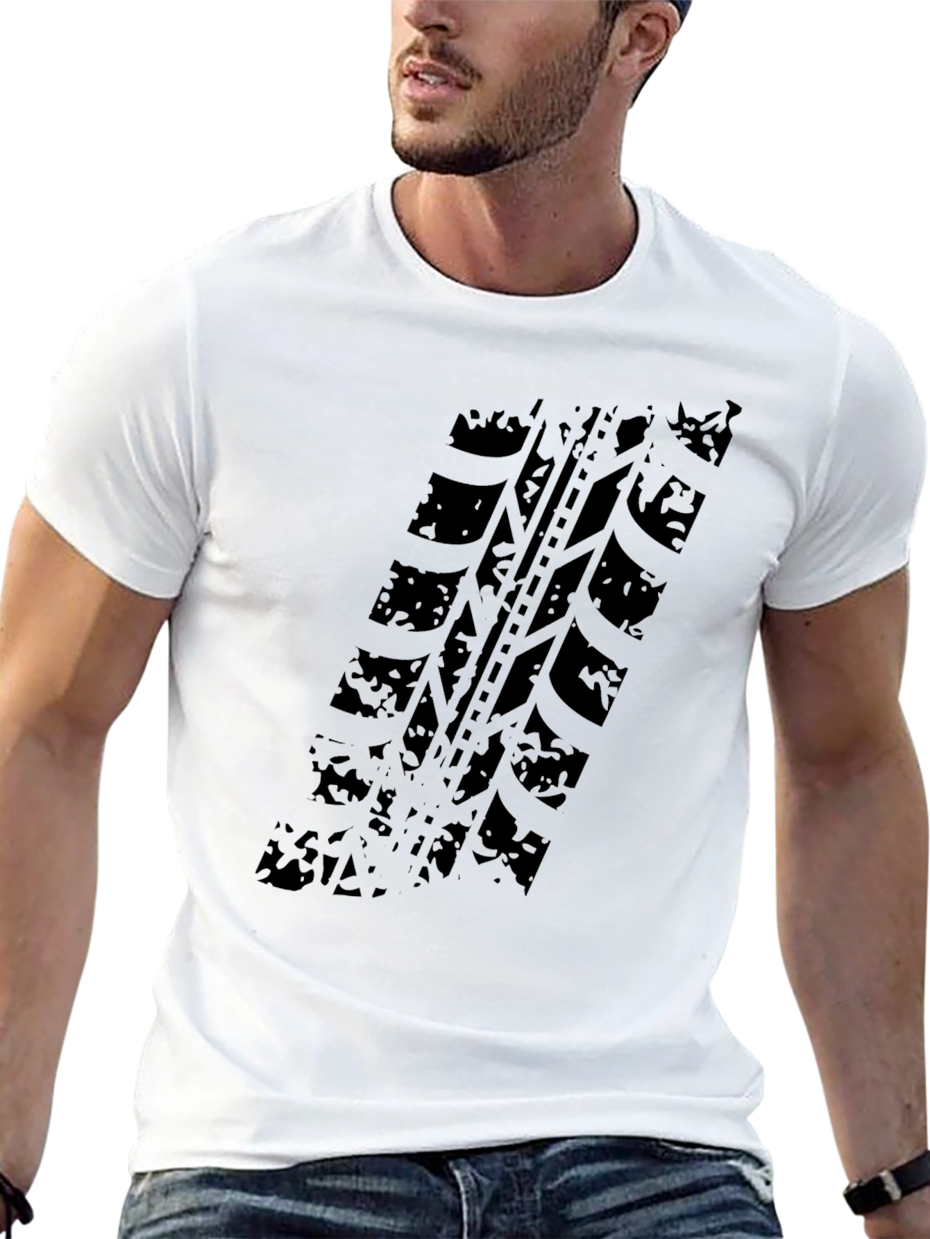 Black Black Tire Tread Graphic Tee - Men's Casual Short Sleeve view 13