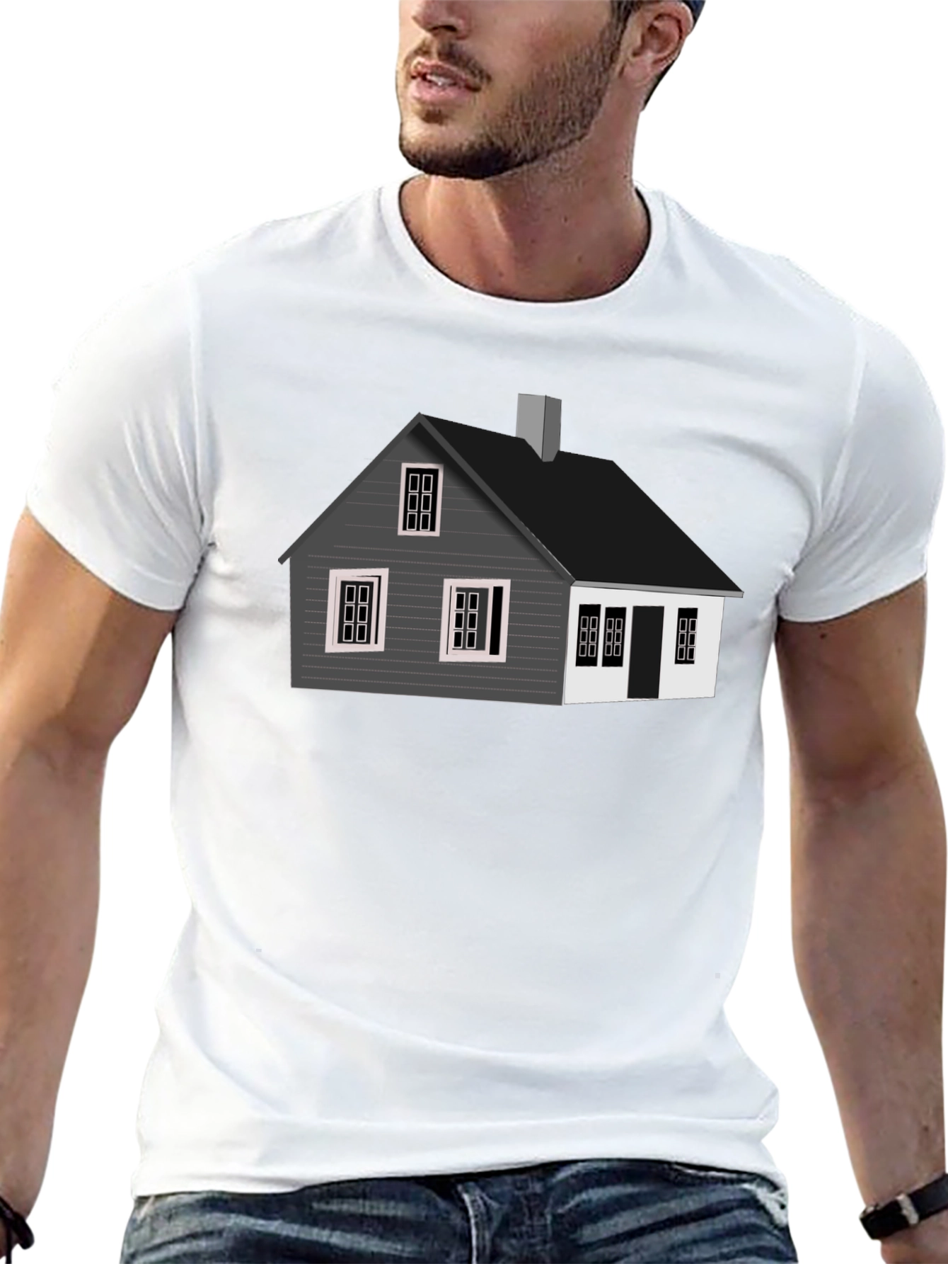 Black House Graphic Tee - Black Cotton T-Shirt view 13