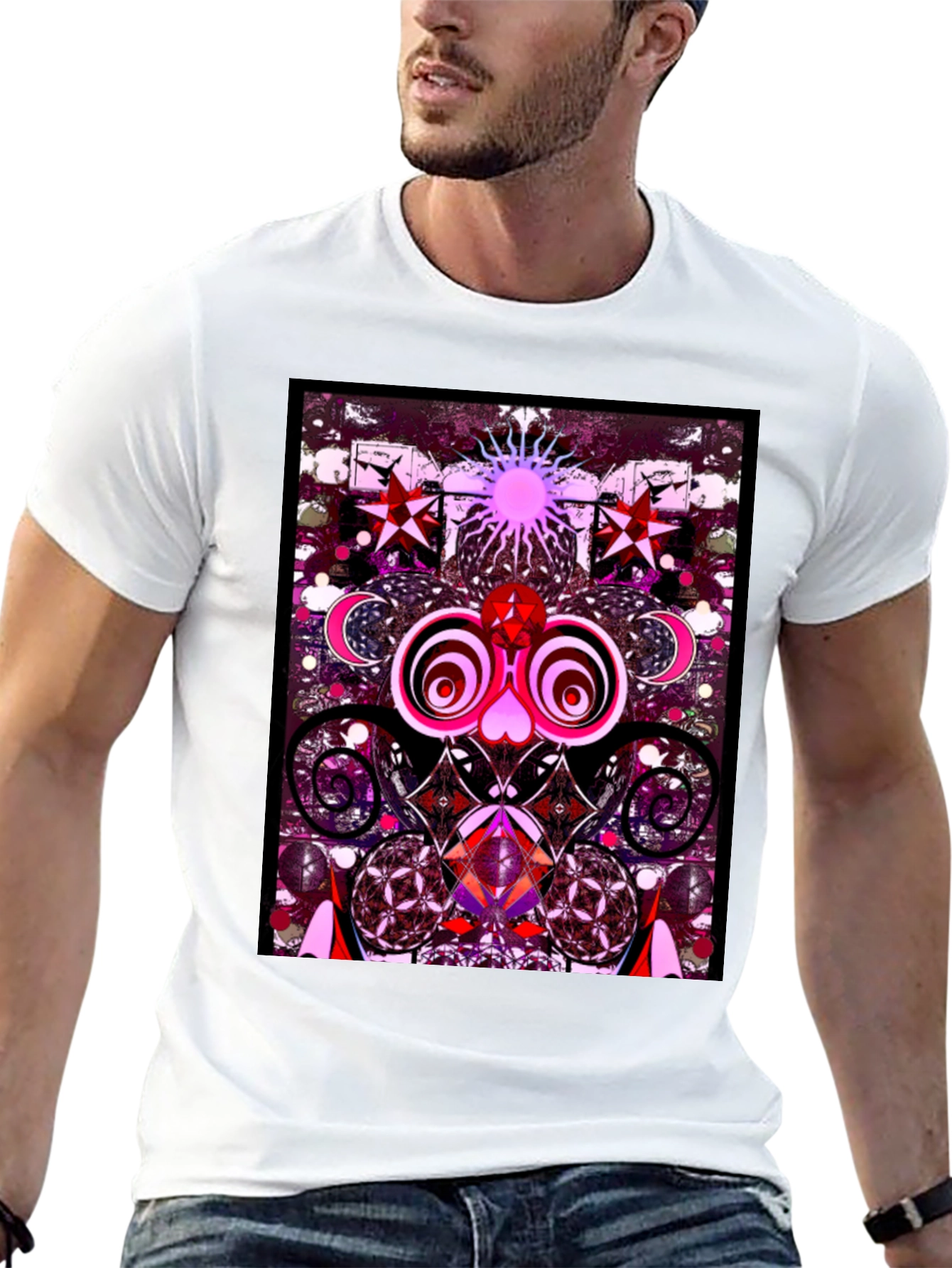 Black Psychedelic Art Graphic Tee view 13
