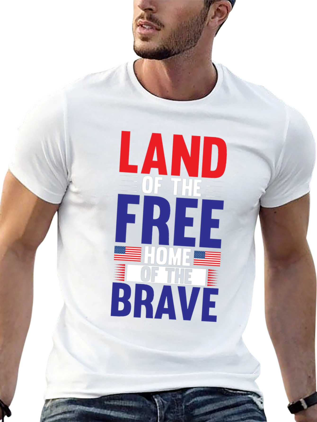 Black Patriotic T-Shirt: Land of the Free, Home of the Brave view 13