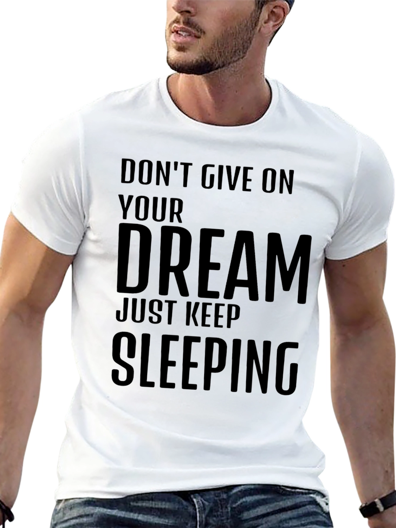Black Funny Sleepy Dreamer Black T-Shirt view 13