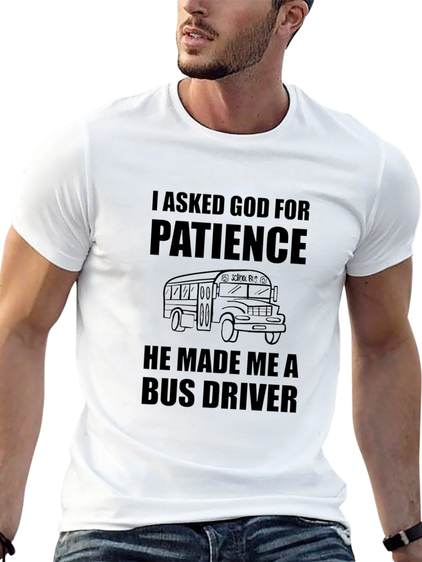 Black Bus Driver Patience Graphic Tee - Black view 13