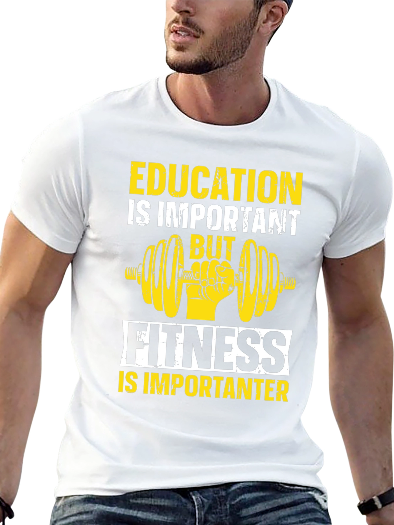 Black Education vs Fitness Graphic T-Shirt view 13