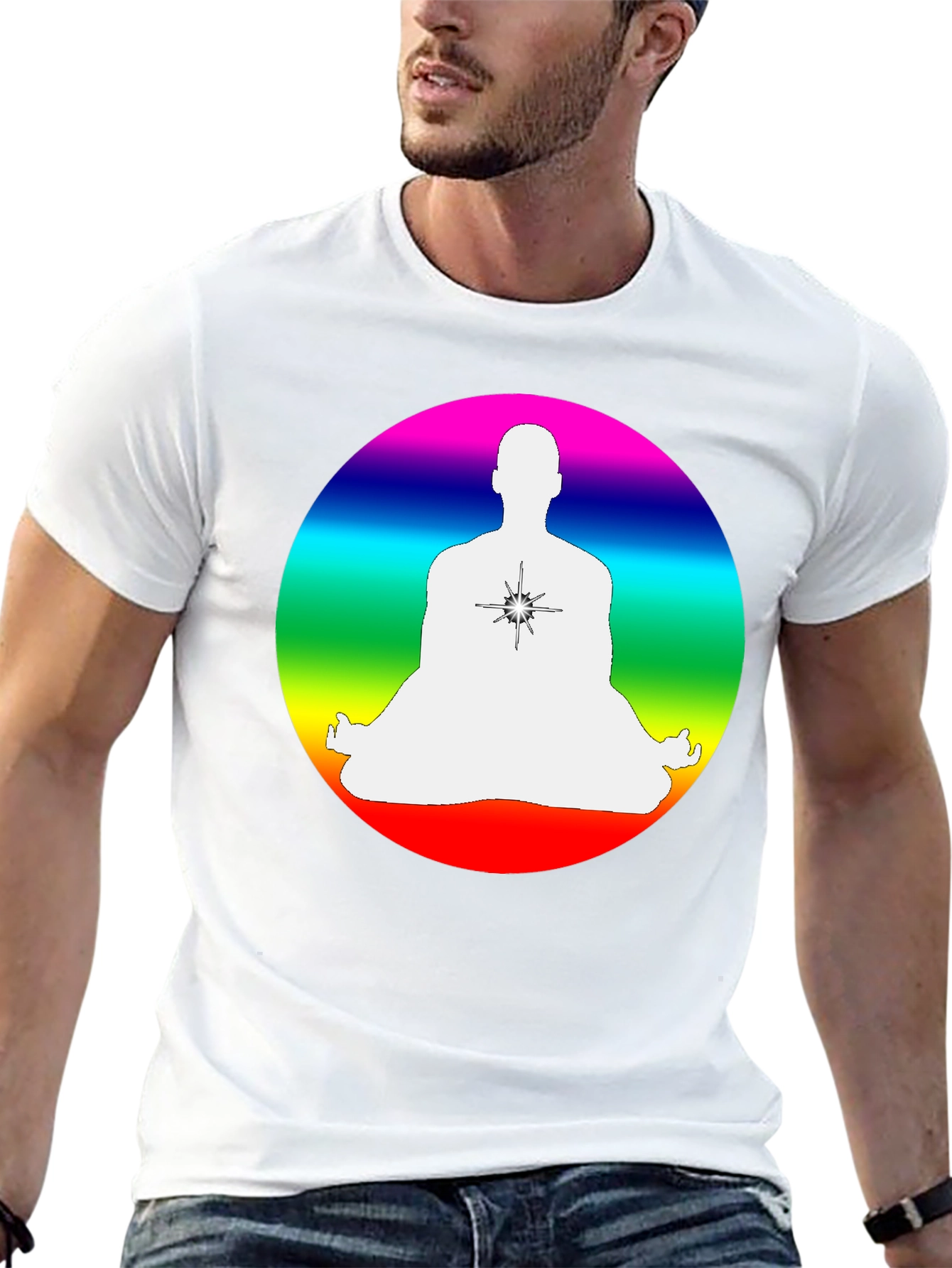 Black Rainbow Chakra Meditation T-Shirt - Black view 13