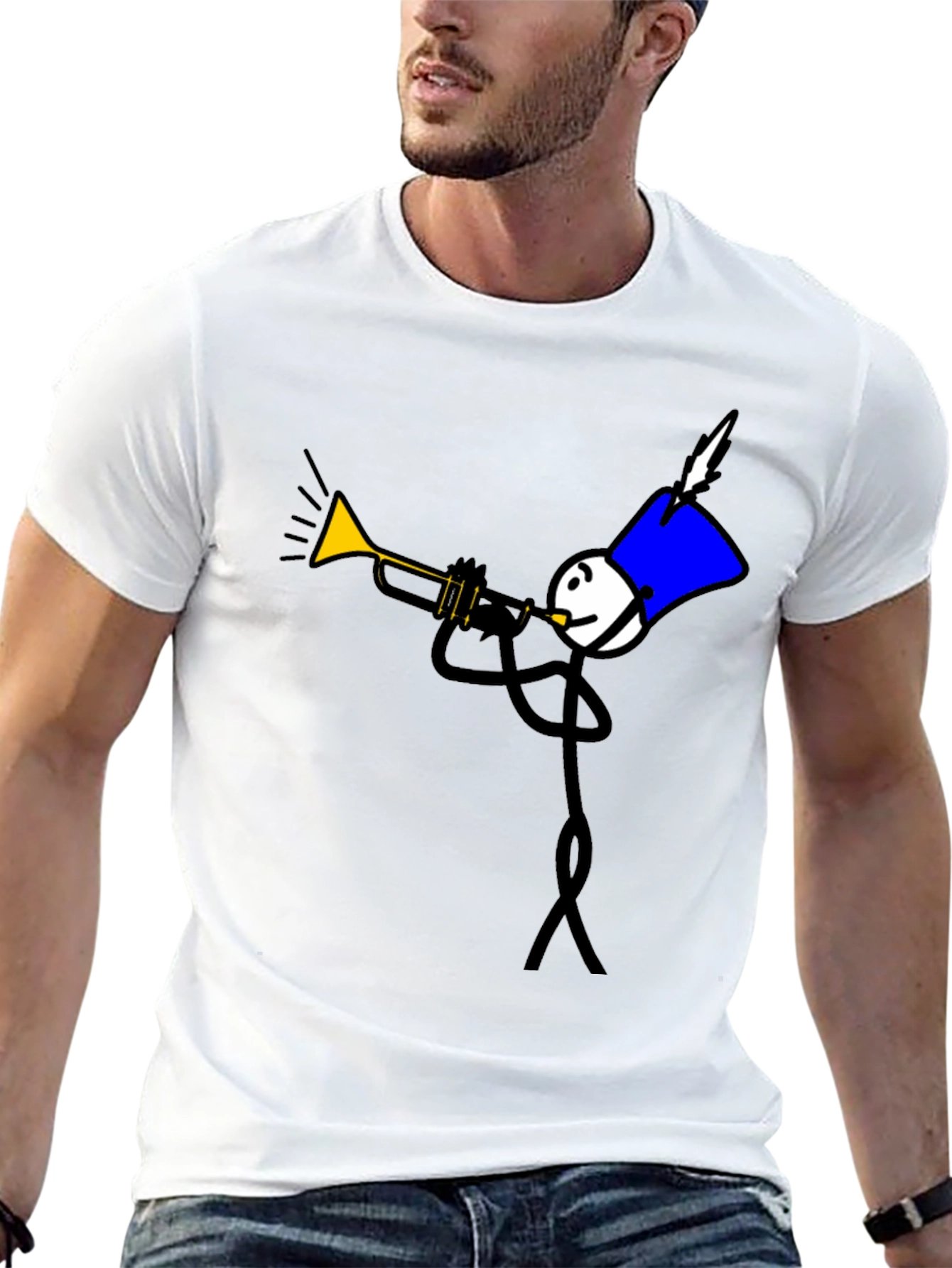 Black Stick Figure Trumpet Player Graphic Tee view 13