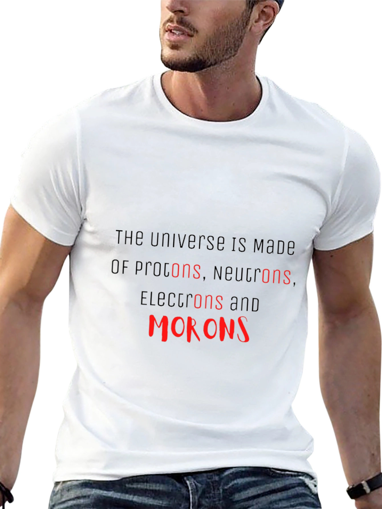 Black Science Humor T-Shirt - Universe Morons view 13