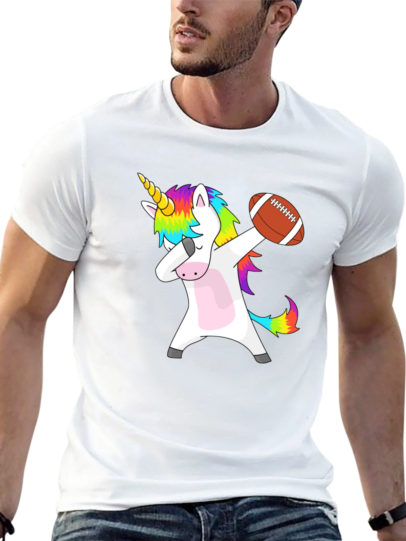 Black Unicorn Football Dab T-Shirt - Fun & Unique Graphic Tee view 13