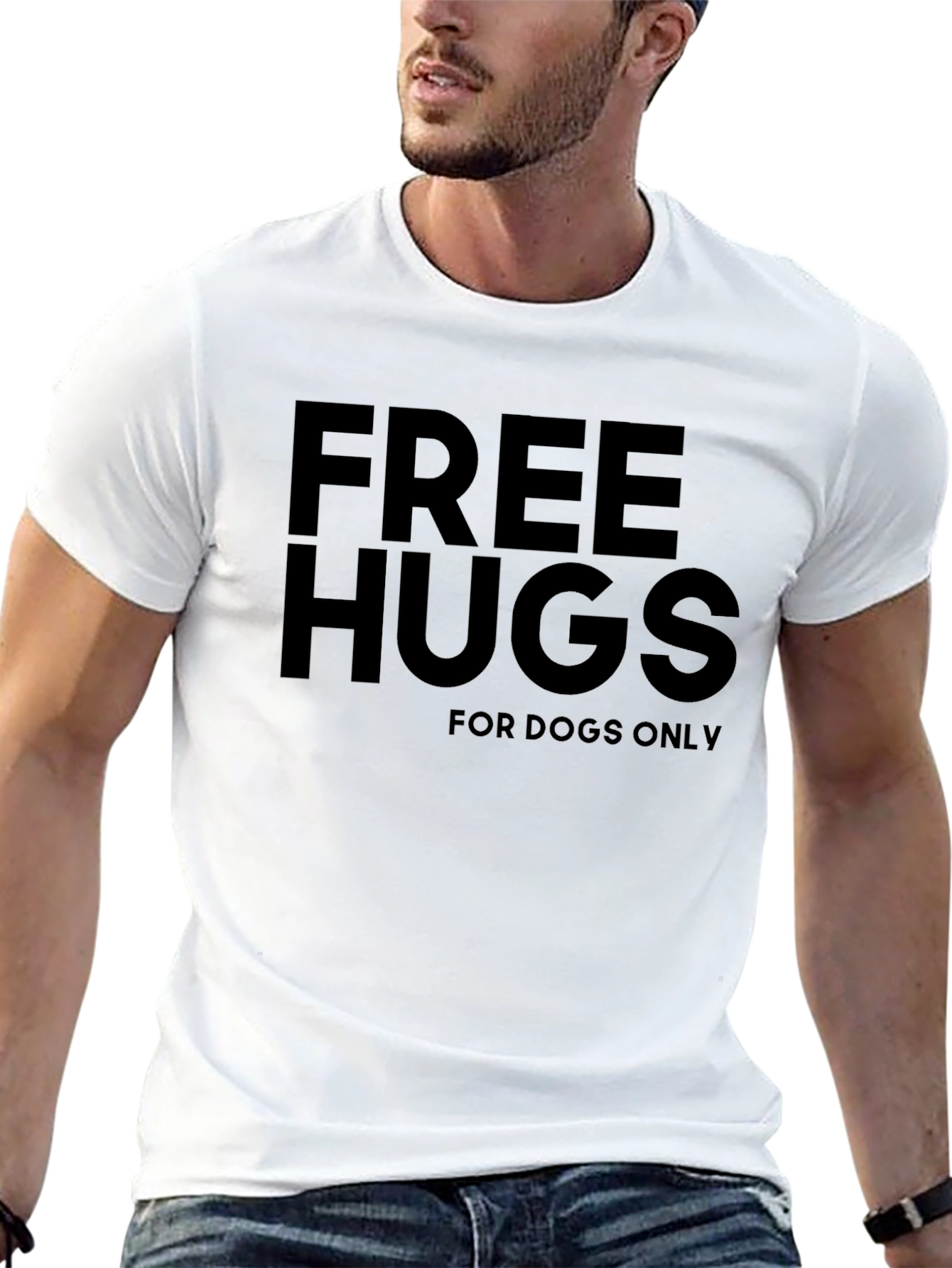Free Hugs for Dogs Only Black T-Shirt - 13