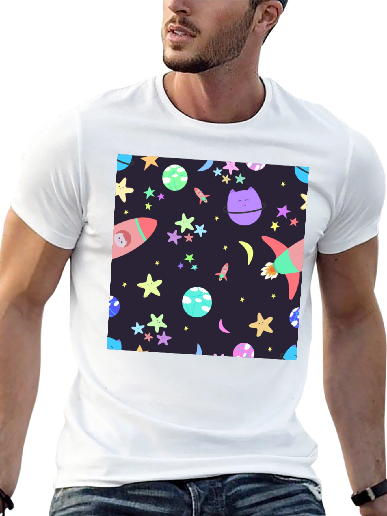 Black Cosmic Cartoon T-Shirt view 13