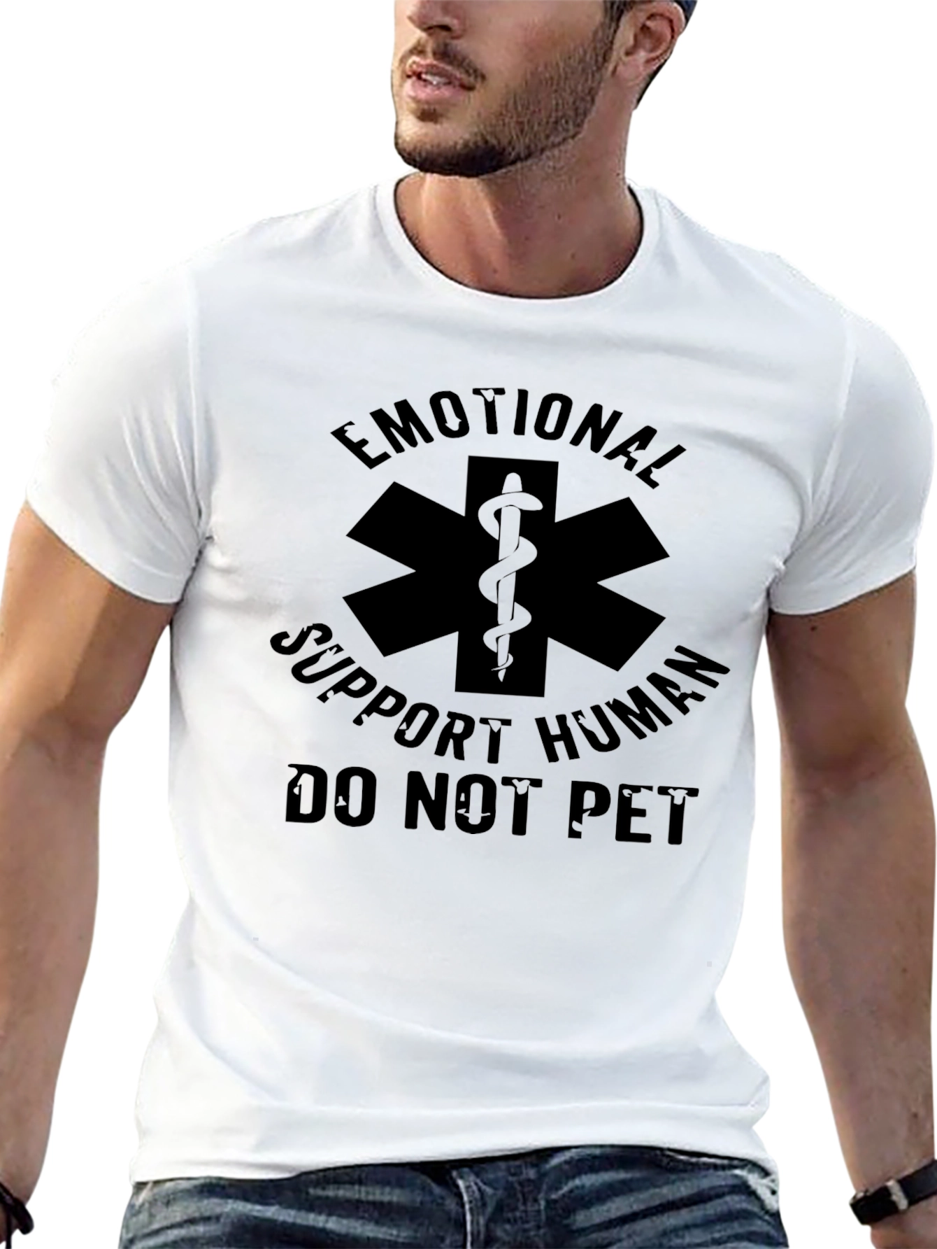Black Emotional Support Human Tee - Do Not Pet - Novelty T-Shirt view 13