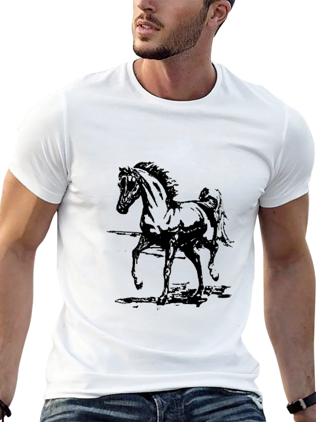 Black Black Horse Graphic Tee - Stylish & Comfortable view 13
