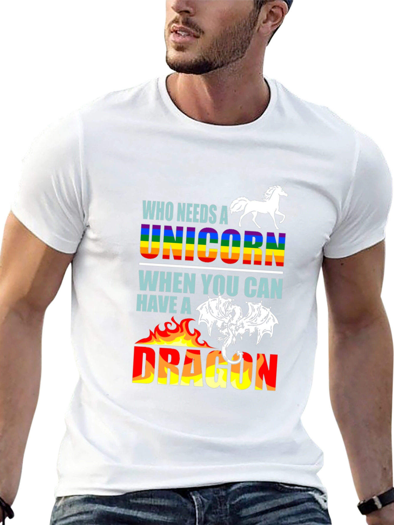 Black Unicorn or Dragon Graphic T-Shirt view 13