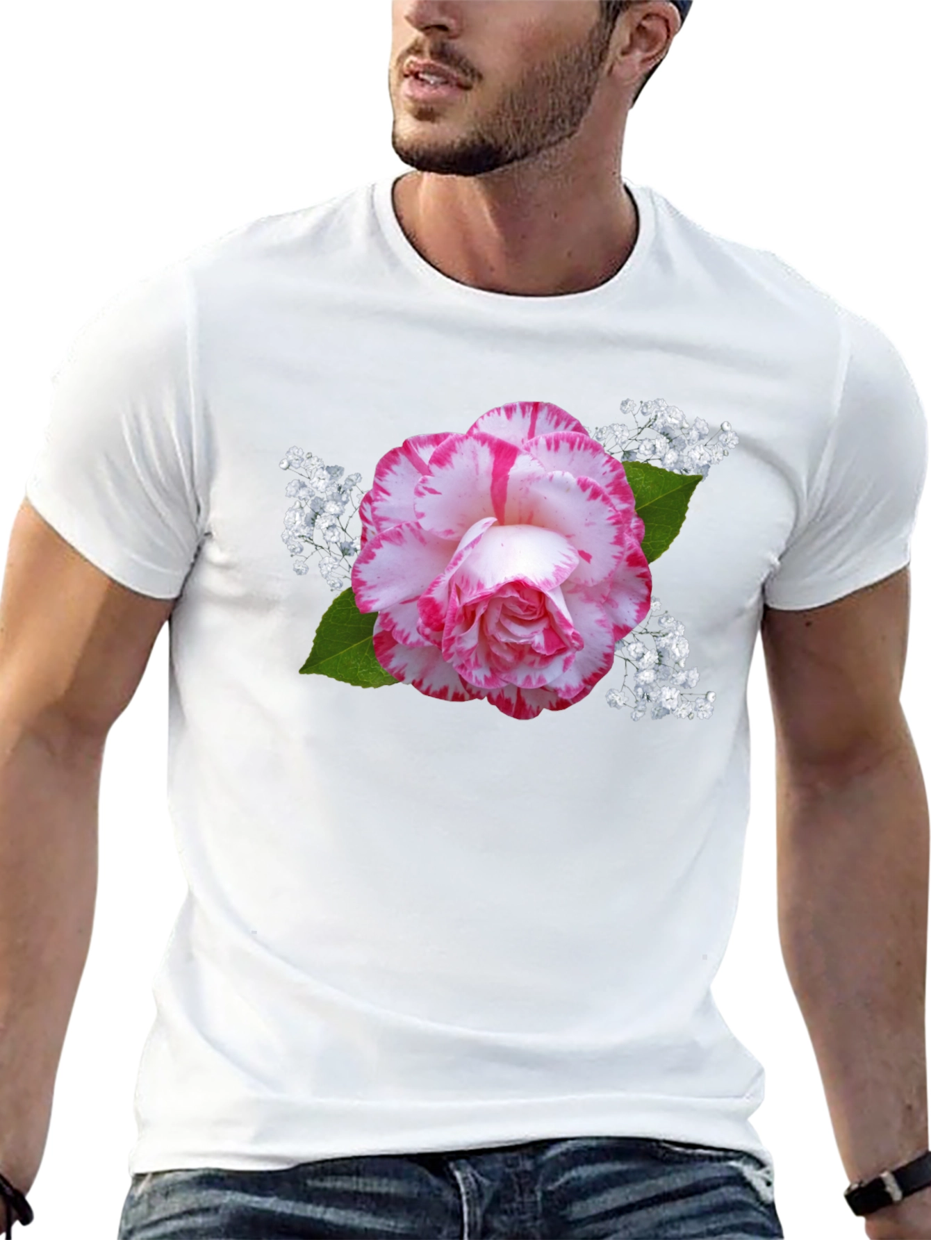 Black Floral Print Black T-Shirt - Stylish & Unique view 13