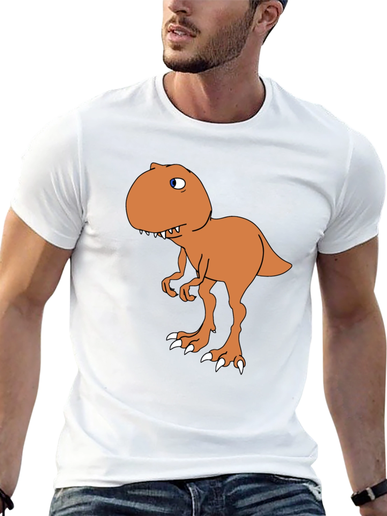Black Cartoon Dinosaur Graphic Tee - Black view 13