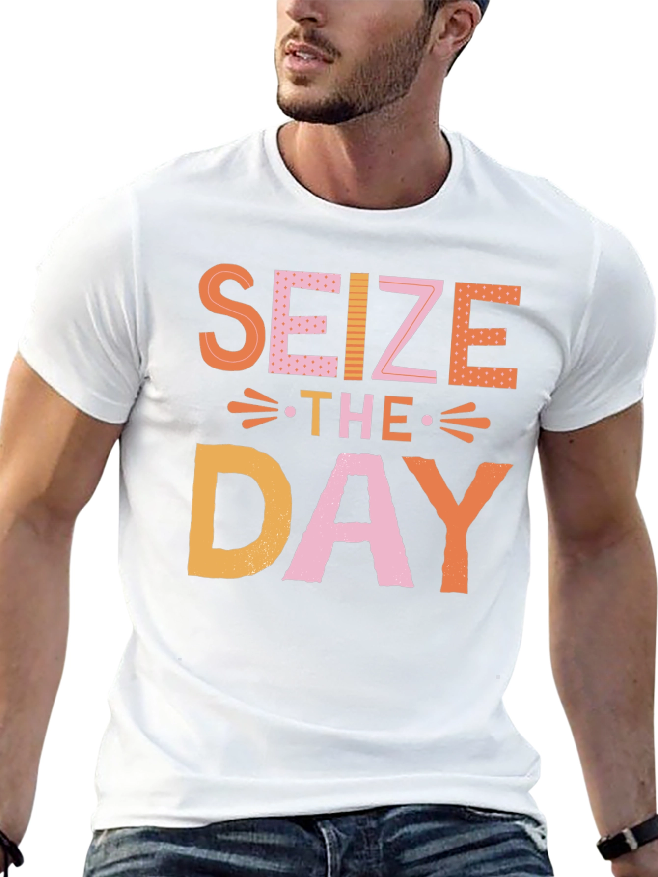 Black Seize the Day Graphic Tee - Trendy Black T-Shirt view 13