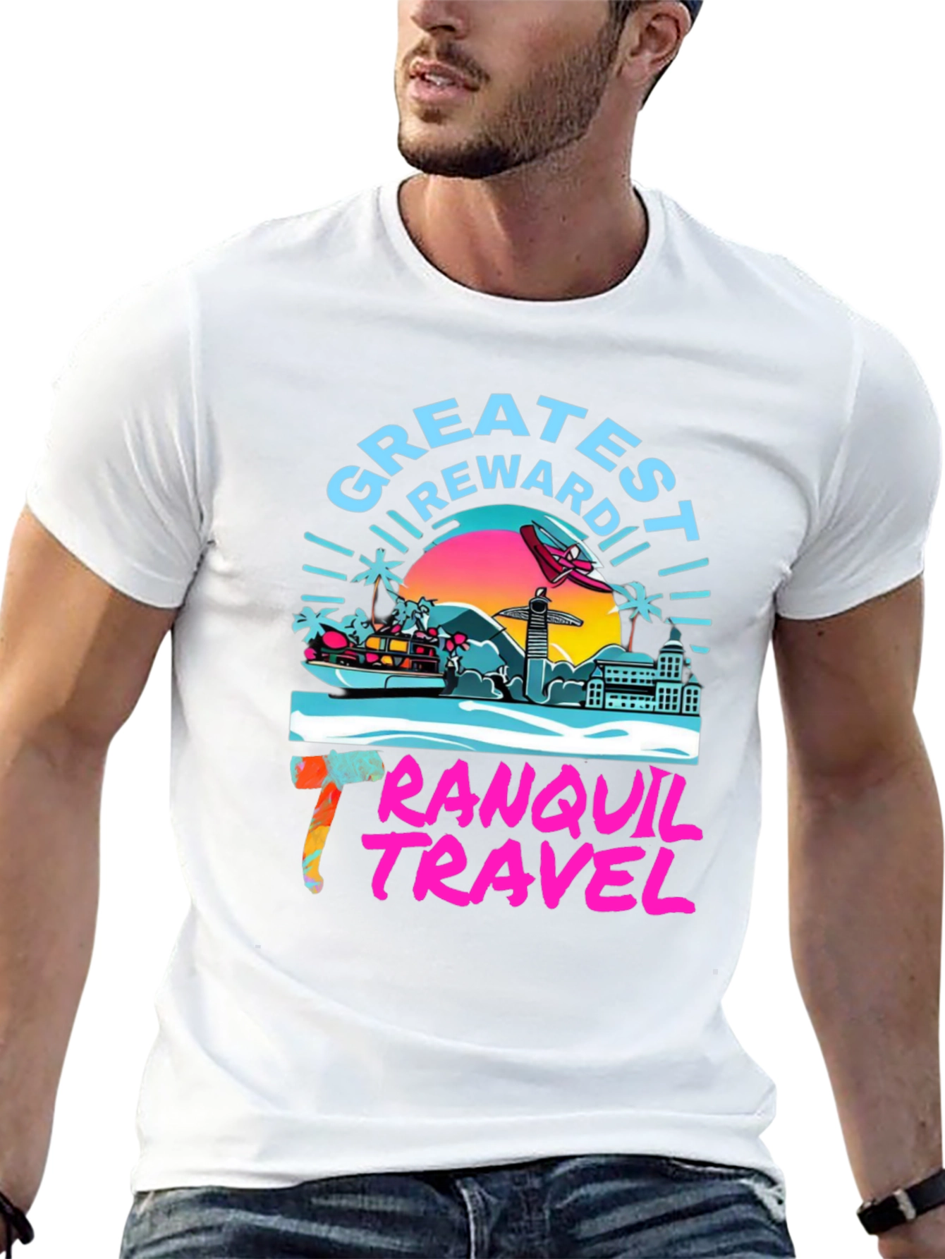 Black Tranquil Travel Graphic Tee - Tropical Paradise view 13