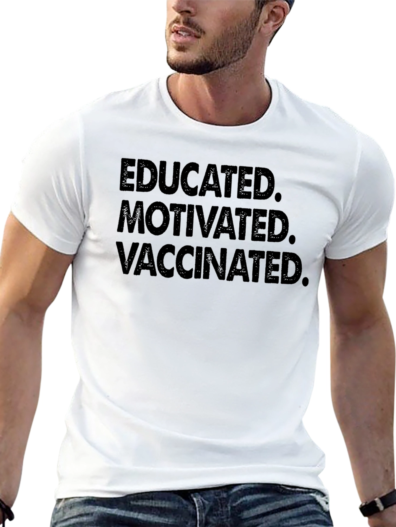 Black Educated Motivated Vaccinated Graphic Tee view 13