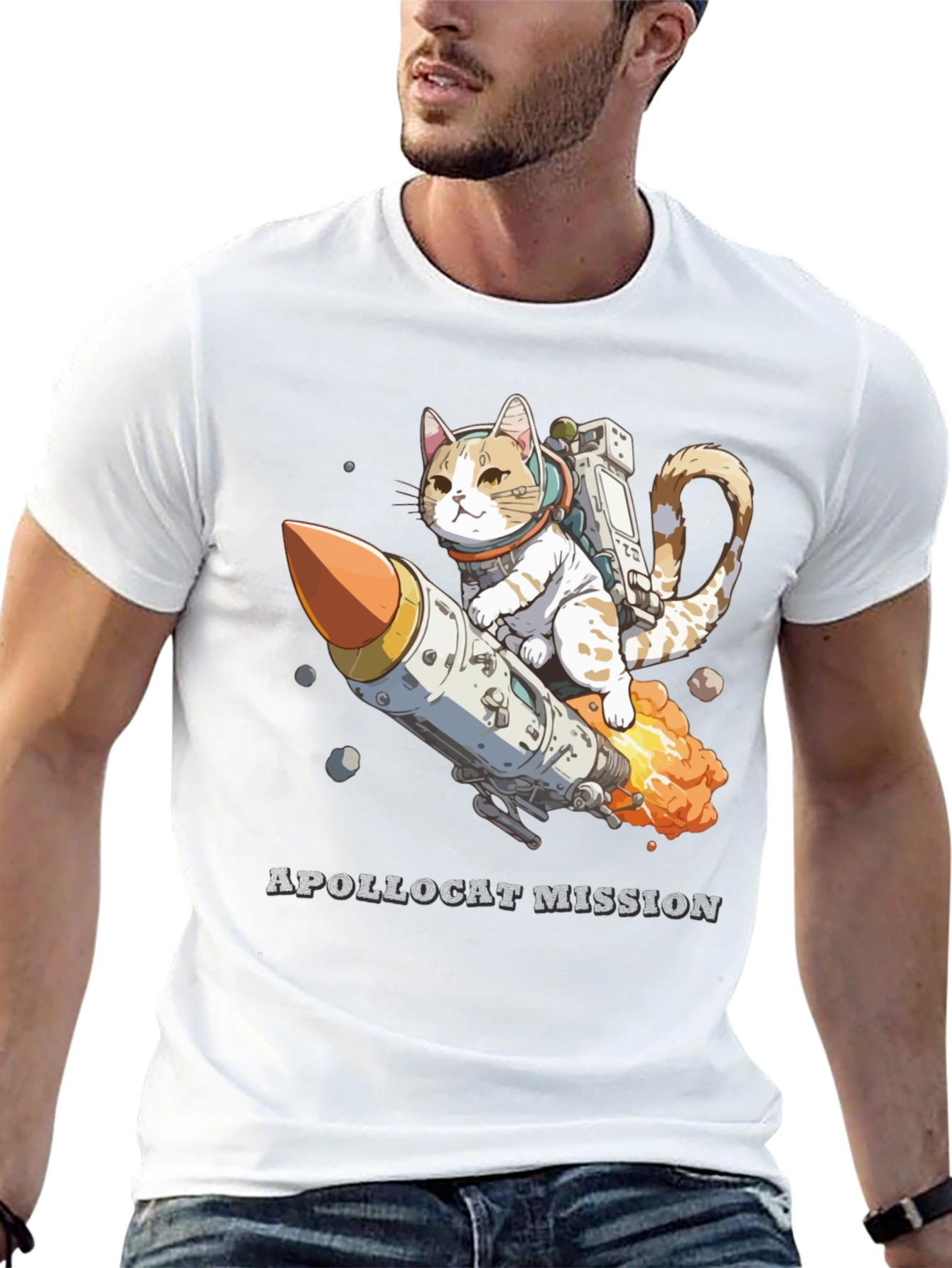 Black ApolloCat Mission Black T-Shirt view 13