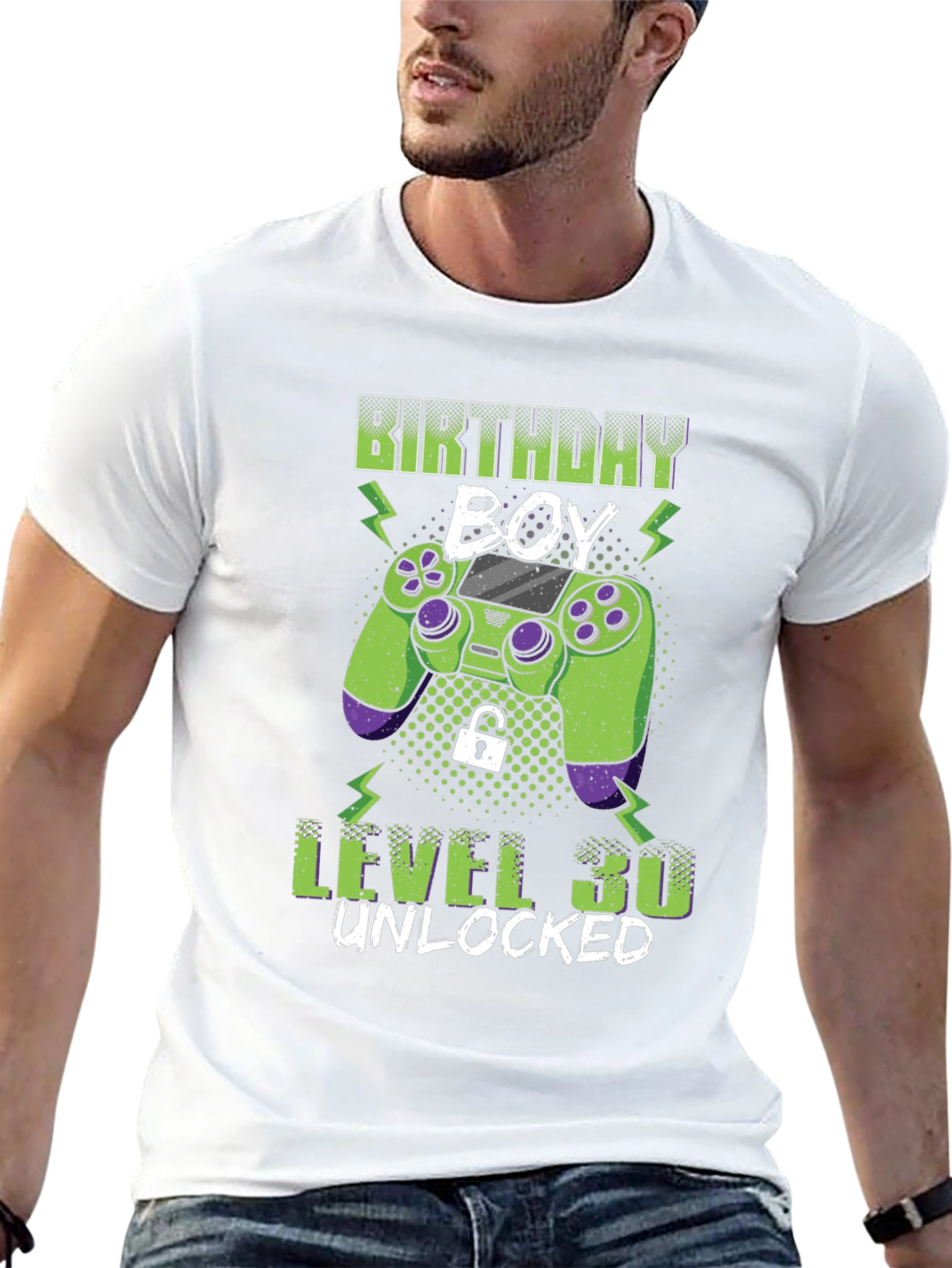 Black Birthday Boy Level 30 Unlocked Gaming T-Shirt view 13