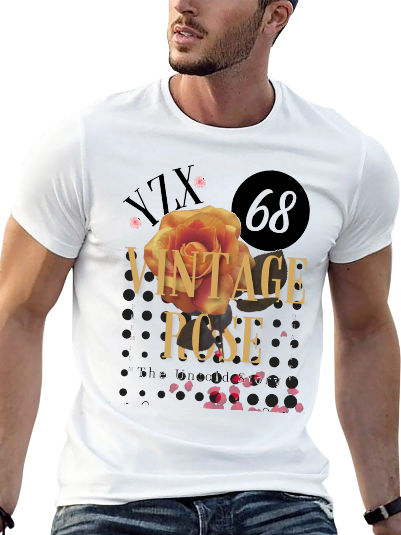 Black Vintage Rose Graphic Tee - Stylish Unisex T-Shirt view 13